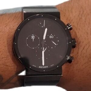 Movado Men's 0606501 Sapphire‎ Synergy Chronograph Black Rubber Watch MSRP $1500